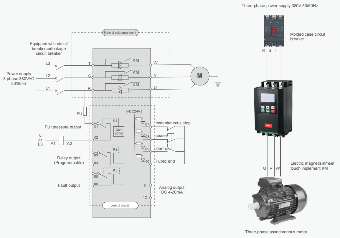 Bypass Soft Starter Topology and wiring diagram