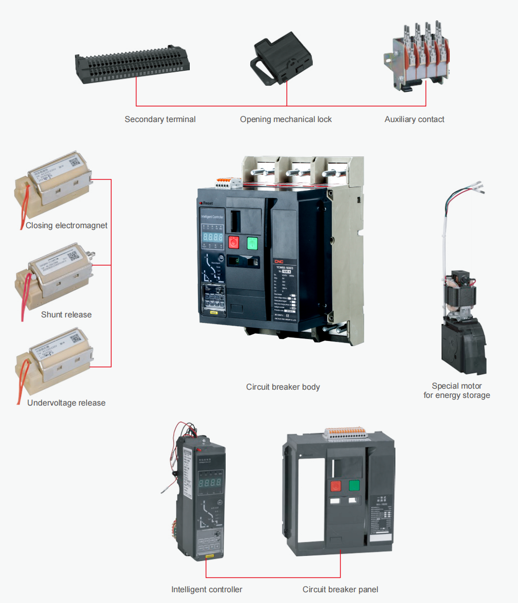 Frameplastic integrated circuit breaker structure diagram YCW9X