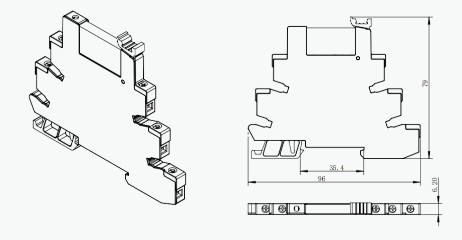 YCJ6 Slim Relay Socket Montering Dimensions